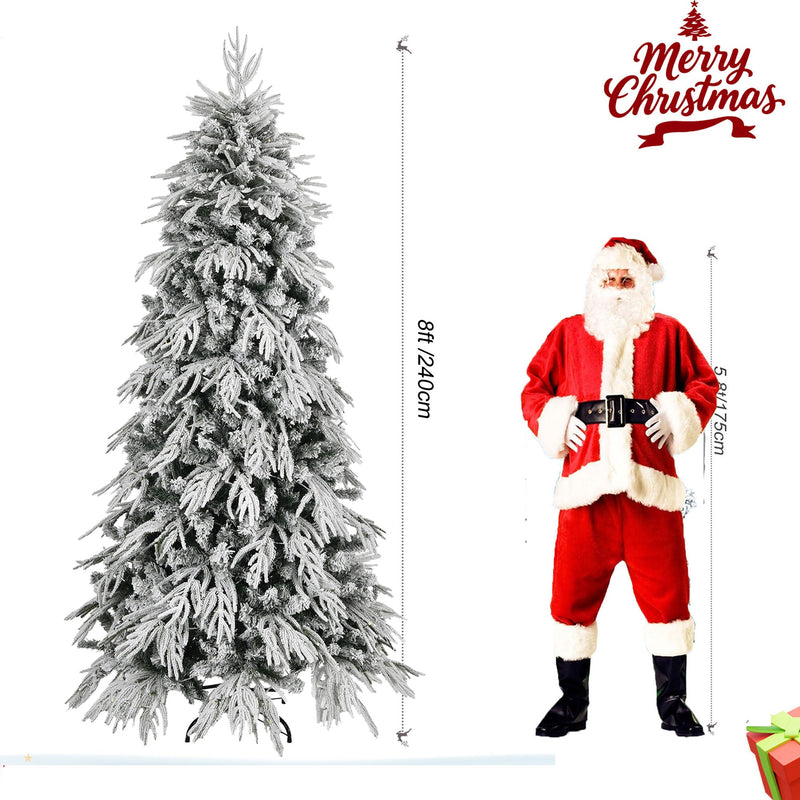 8-Foot Slim Flocked Christmas Tree, Pre-lit with 350 Warm White Lights, photo 9 of 10