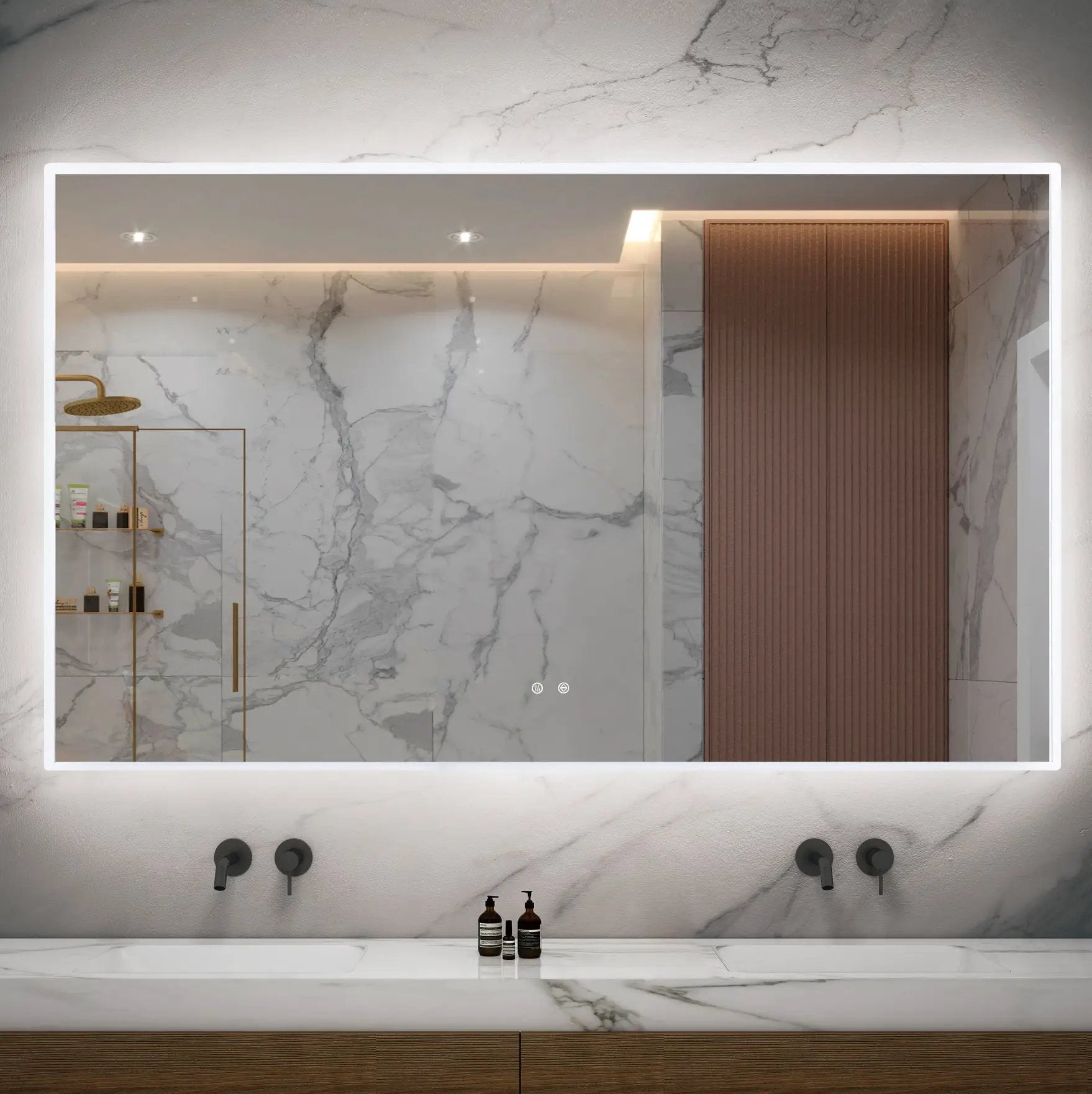Zeek 60"x36" Backlit LED Rectangular Bathroom Wall Mirror For Double Vanity MA6036 by ZEEK