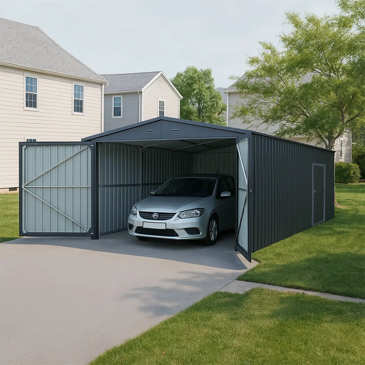 13'x20' Plus Upgraded Metal Shed w/ Double Front Doors & Side Entry Door by Chery Industrial
