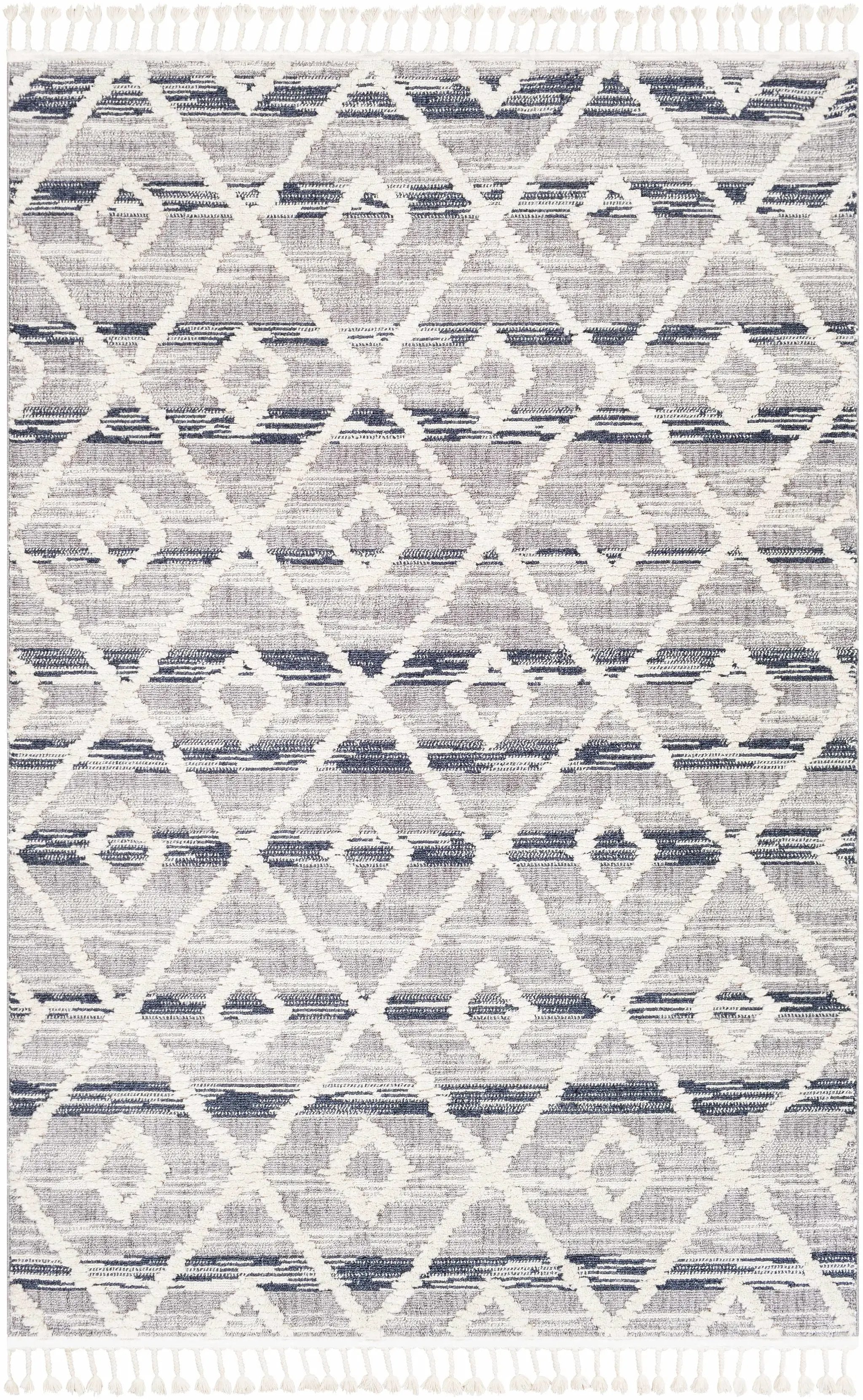 Upham High/Low Pile Rug with Tassels - Clearance by Boutique Rugs