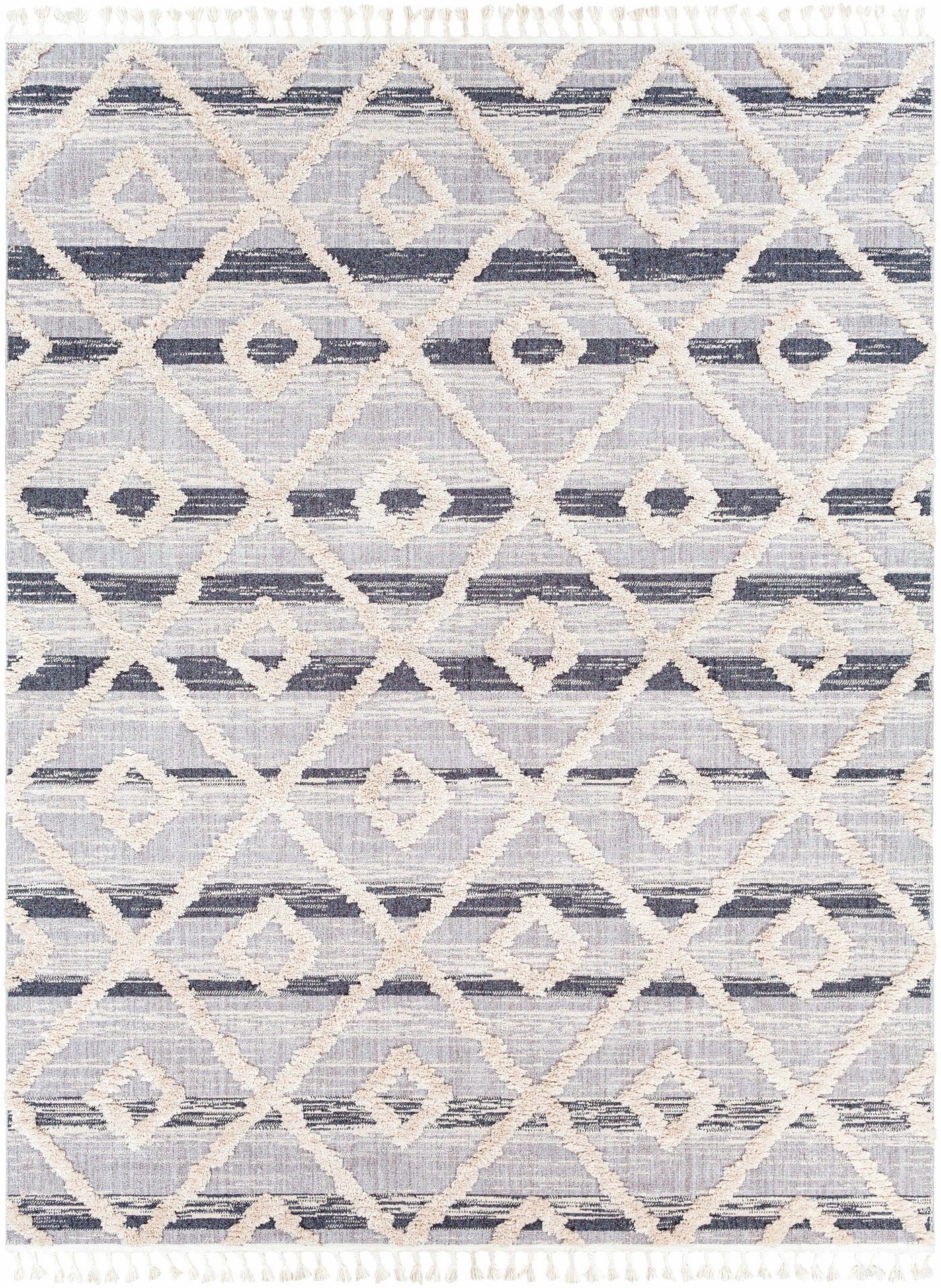 Upham High/Low Pile Rug with Tassels - Clearance by Boutique Rugs
