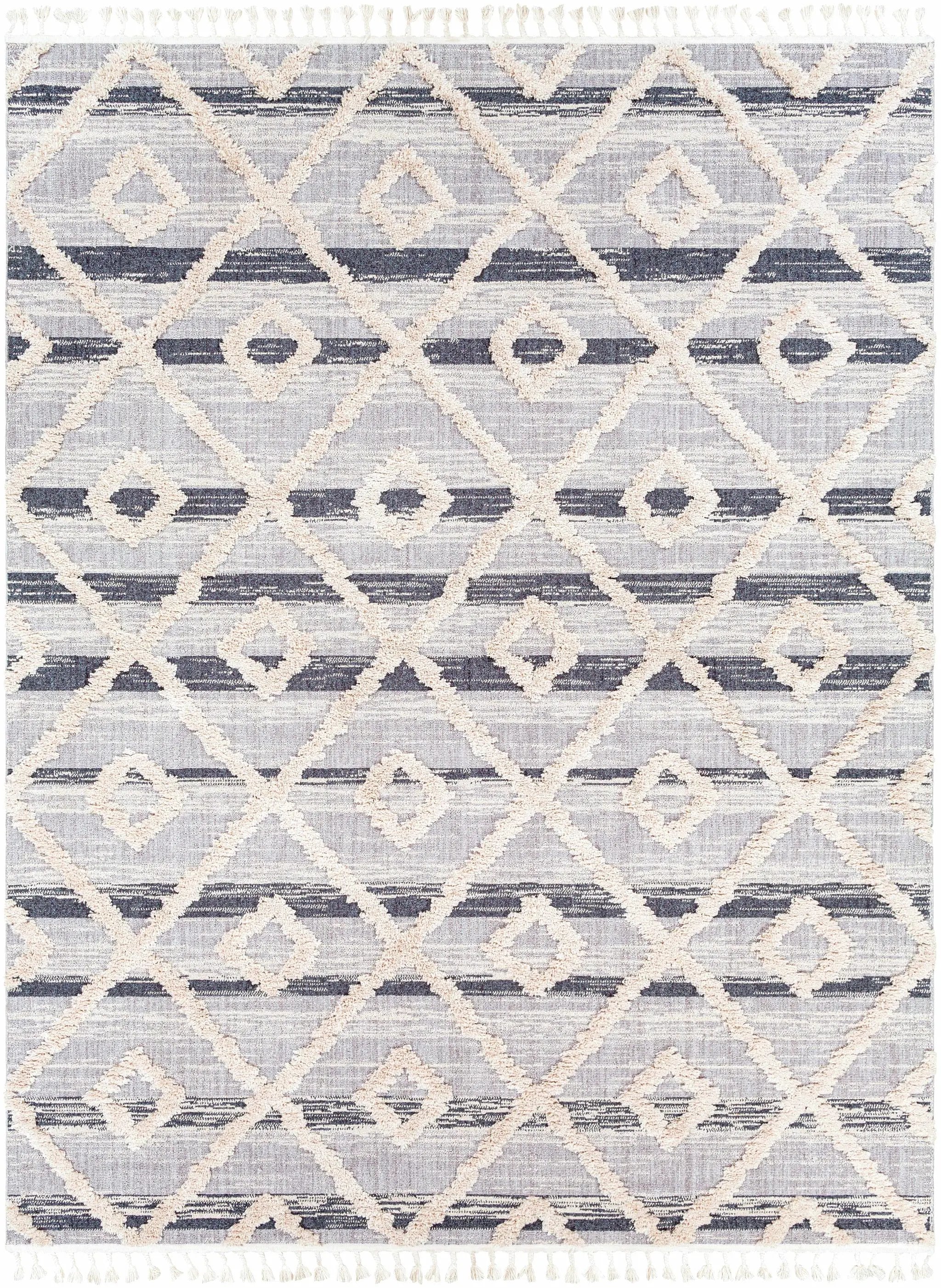 Upham High/Low Pile Rug with Tassels - Clearance by Boutique Rugs