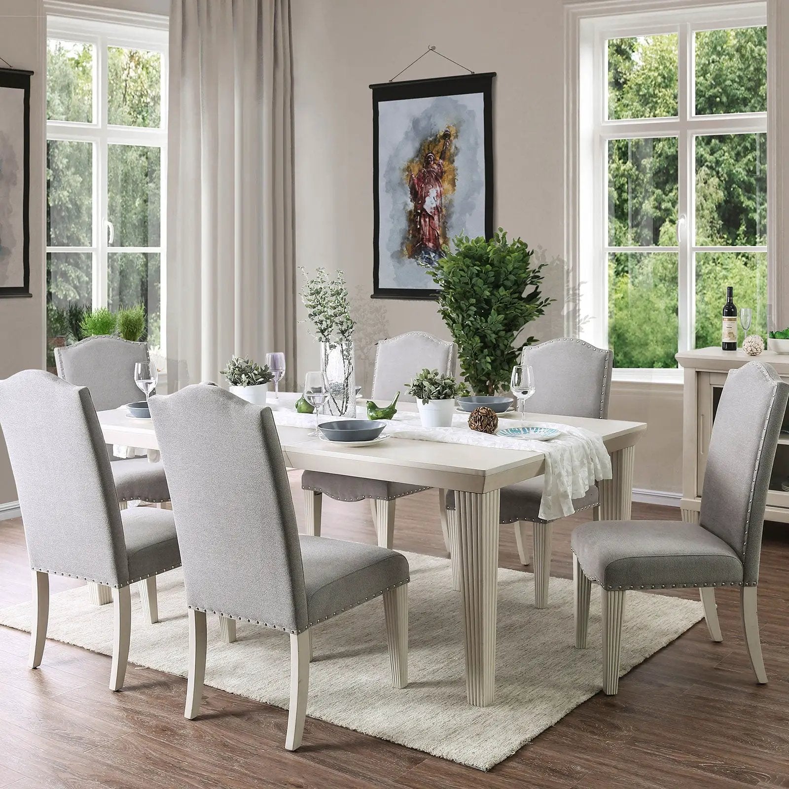 Upholstered Dining Chair with Nailhead Trim and Camel Back - Set of 2 by HouseOfZazla