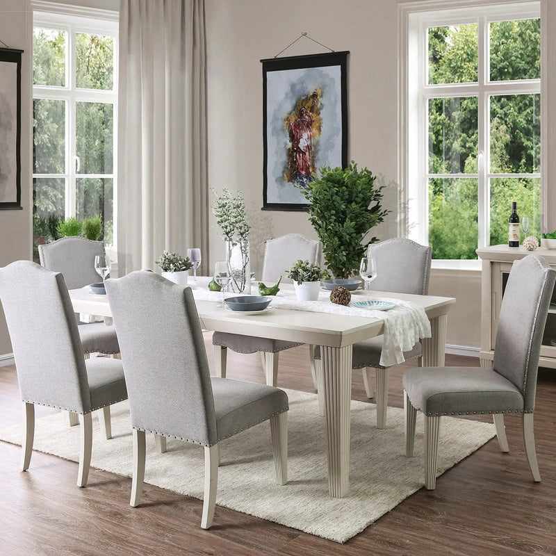 Upholstered Dining Chair with Nailhead Trim and Camel Back - Set of 2 by HouseOfZazla