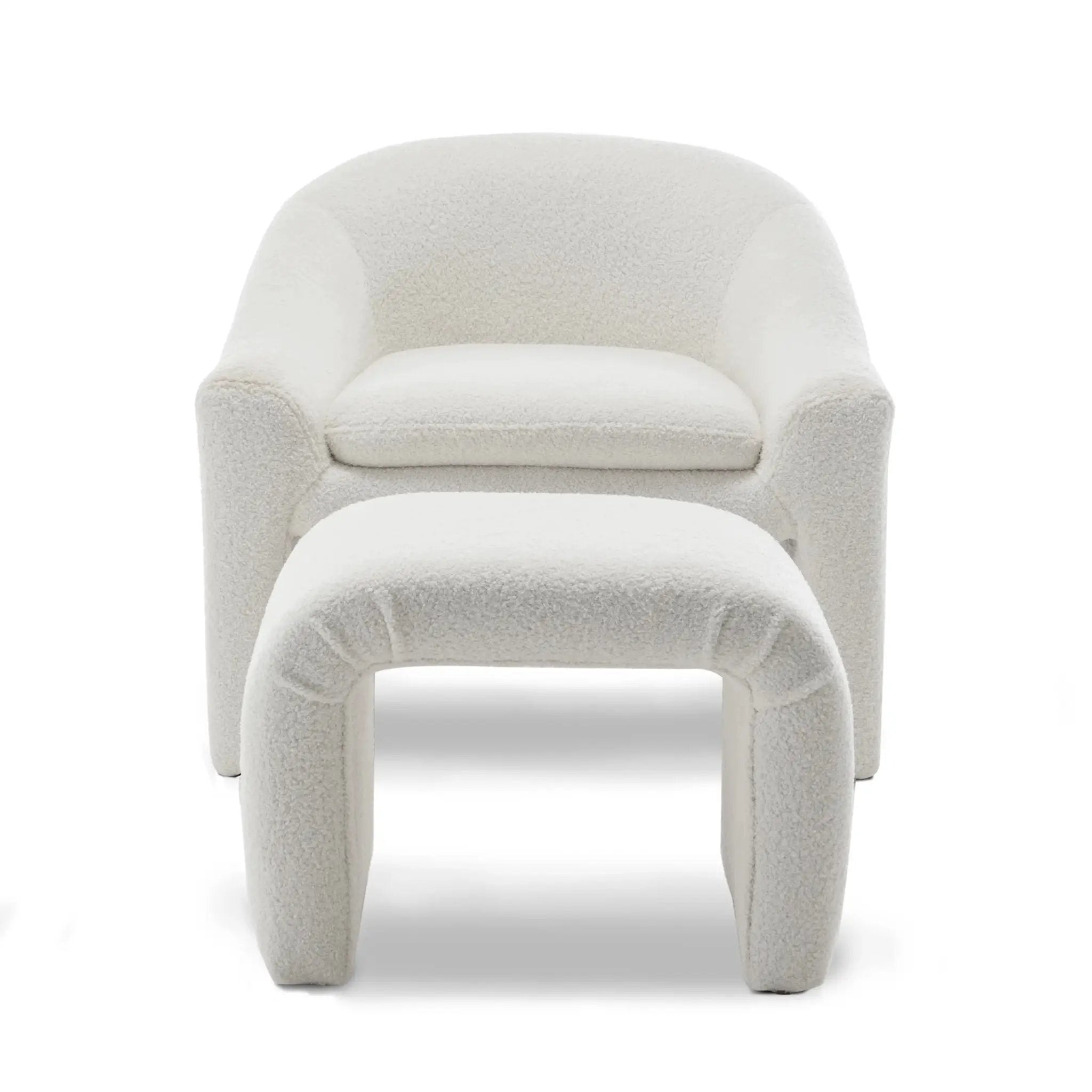Upholstered Fabric Accent Chair in White with Comfortable Cushioning by House Of Avana