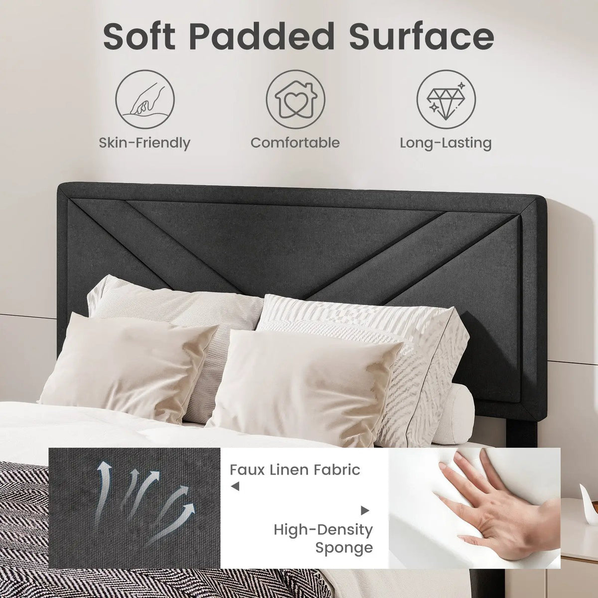 Upholstered Platform Bed with Tufted Headboard and Wooden Slats by DirectDeals