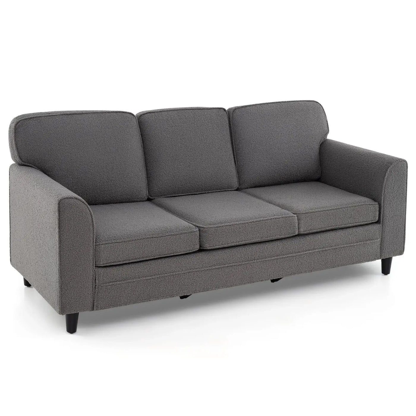 Upholstered Teddy Velvet 3-Seat Sofa with Comfy Back Pillows by DirectDeals