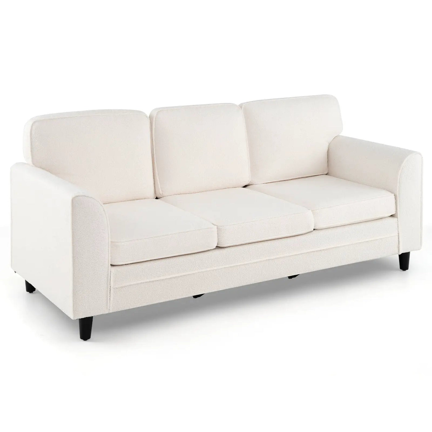 Upholstered Teddy Velvet 3-Seat Sofa with Comfy Back Pillows by DirectDeals