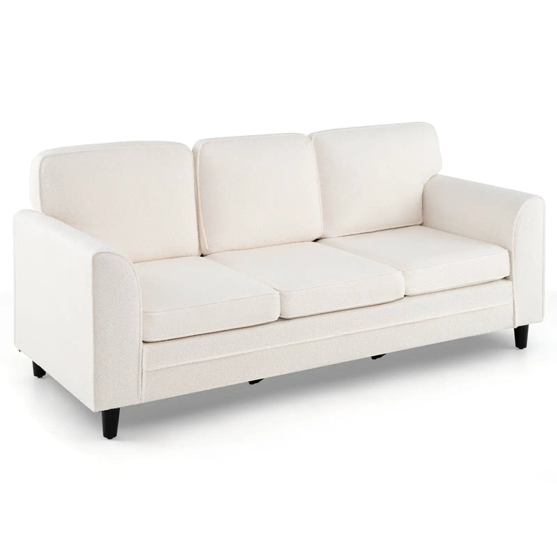 Upholstered Teddy Velvet 3-Seat Sofa with Comfy Back Pillows by DirectDeals