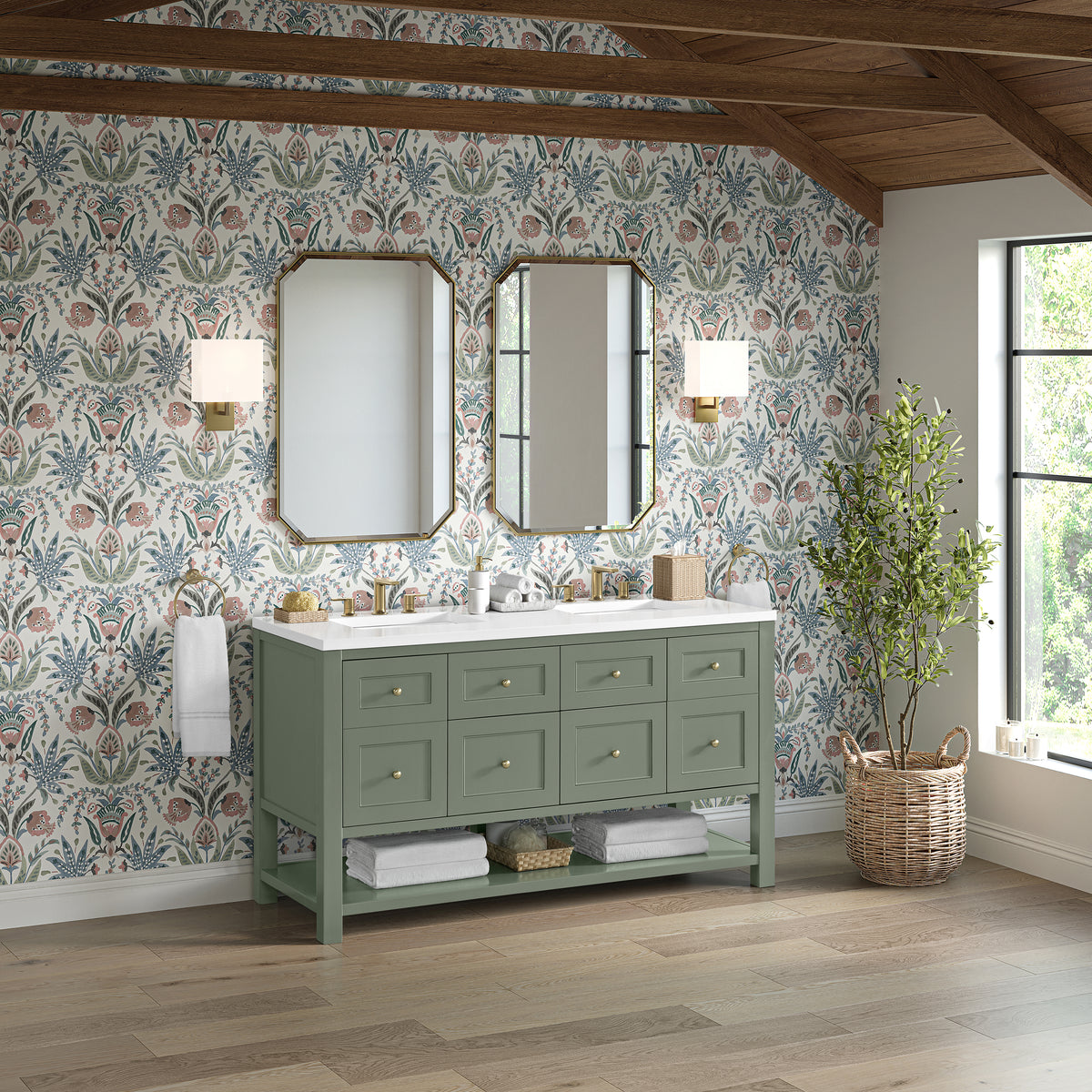 James Martin Breckenridge 60" Double Bathroom Vanity, Smokey Celadon, view 24