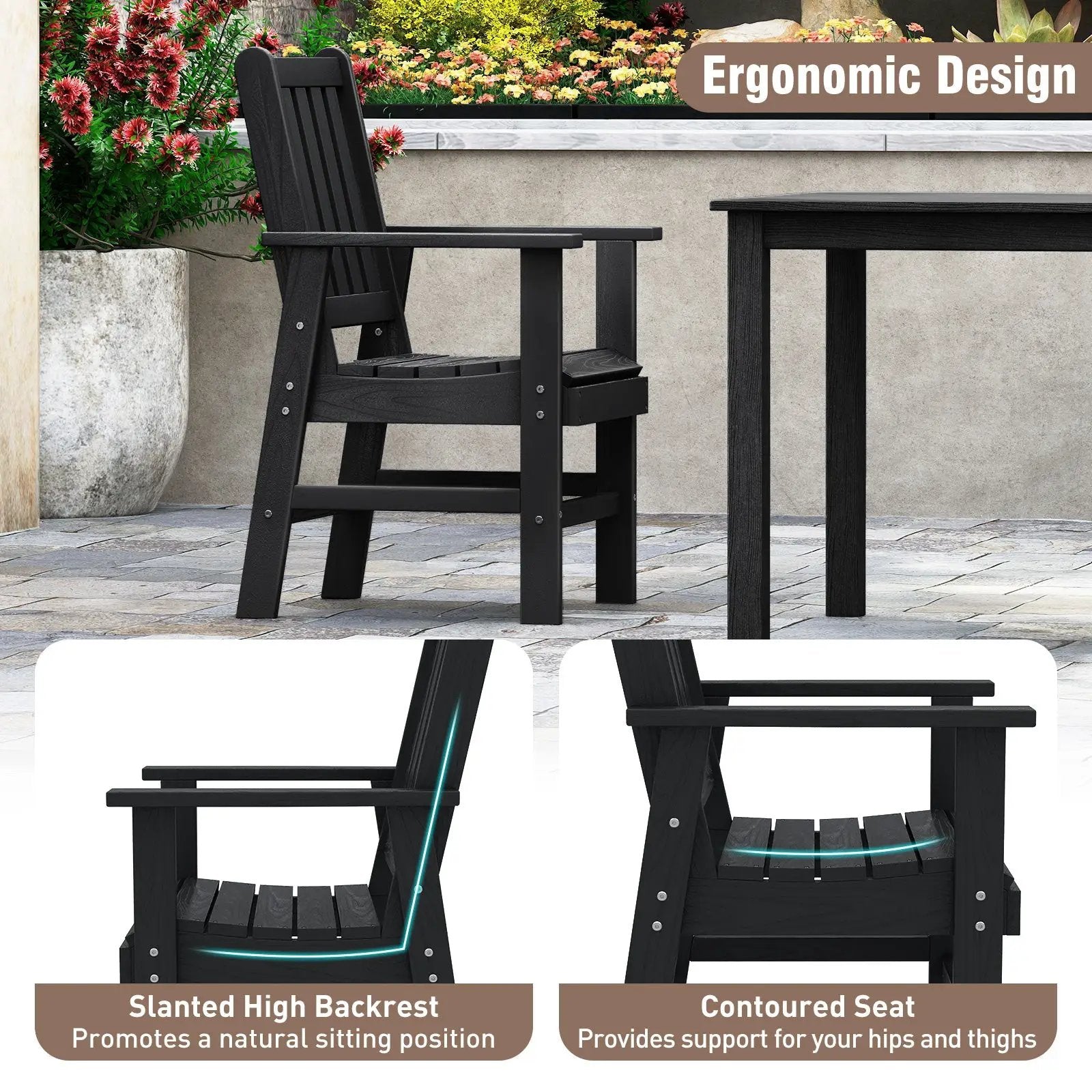 7 Pieces Patio Dining Set Outdoor HDPE Weather Resistant Table and Chairs Set by DirectDeals