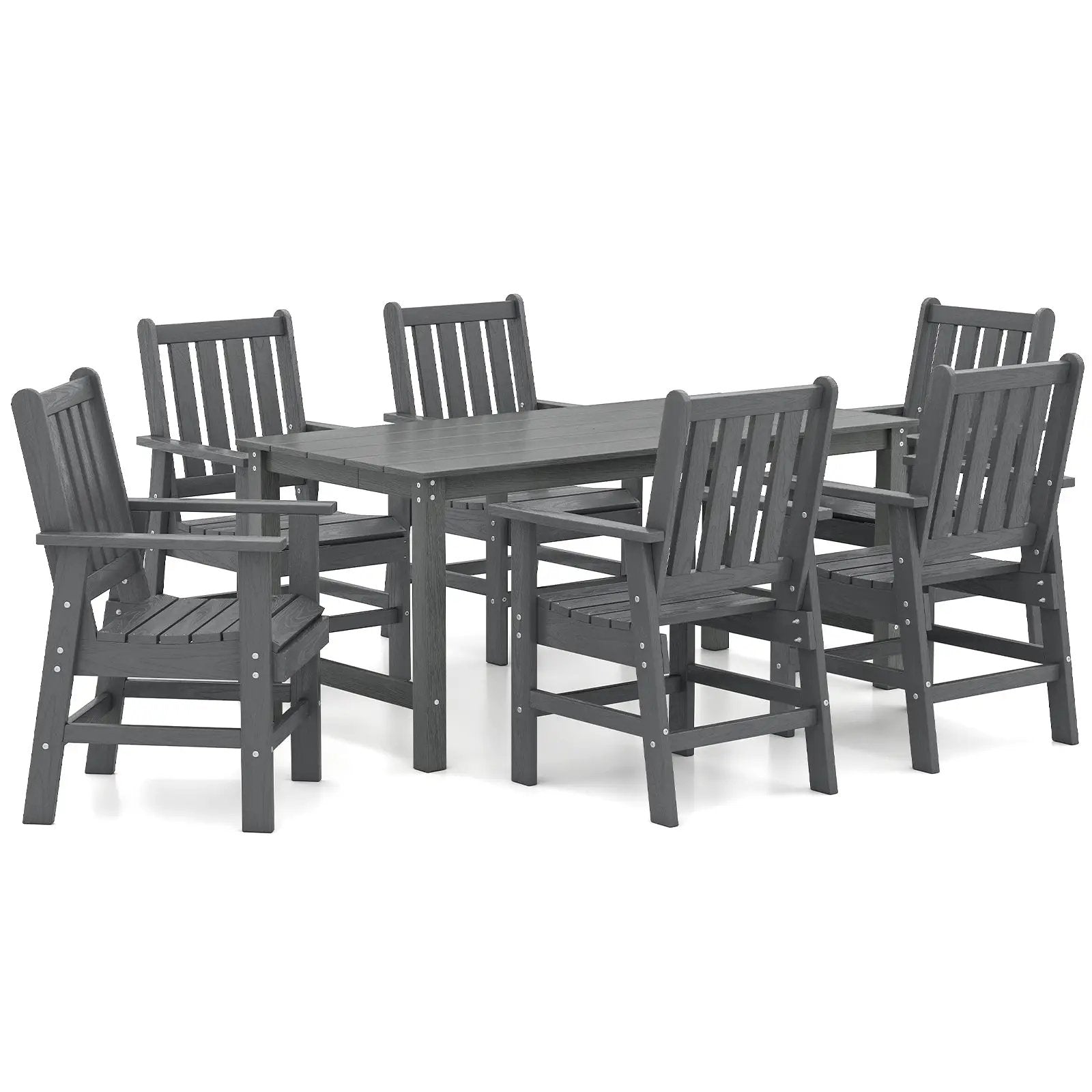 7 Pieces Patio Dining Set Outdoor HDPE Weather Resistant Table and Chairs Set by DirectDeals