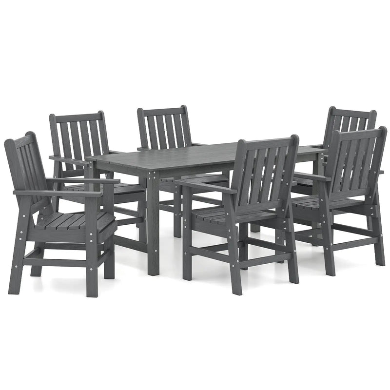 7 Pieces Patio Dining Set Outdoor HDPE Weather Resistant Table and Chairs Set by DirectDeals