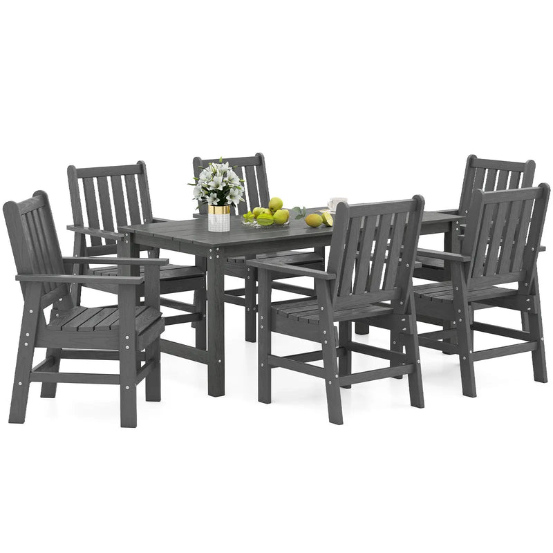 7 Pieces Patio Dining Set Outdoor HDPE Weather Resistant Table and Chairs Set by DirectDeals