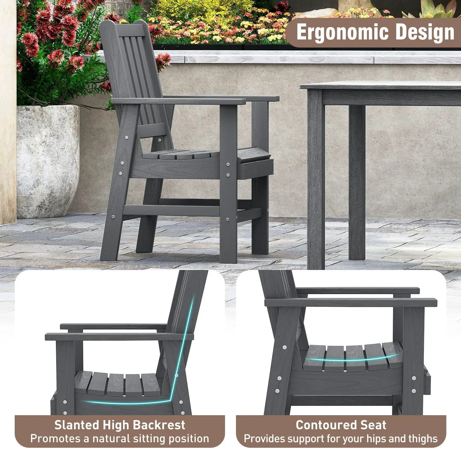 7 Pieces Patio Dining Set Outdoor HDPE Weather Resistant Table and Chairs Set by DirectDeals