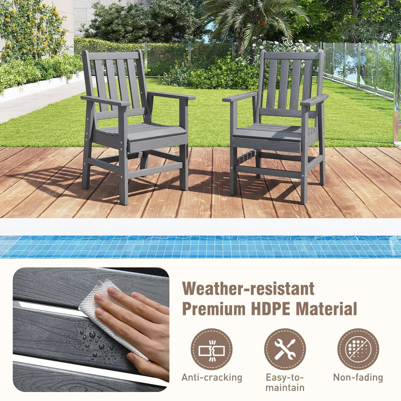 7 Pieces Patio Dining Set Outdoor HDPE Weather Resistant Table and Chairs Set by DirectDeals