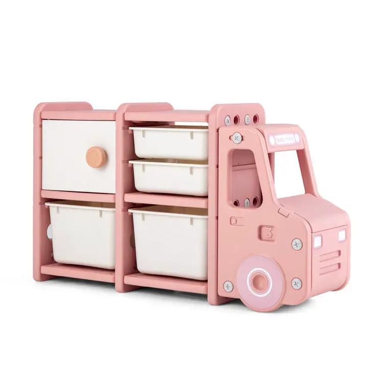 Kid's Room Bundle: Bed Frame + Kids Table and Chairs Set + Toddler Truck Storage Organizer + Kids Vanity Dressing Table by DirectDeals