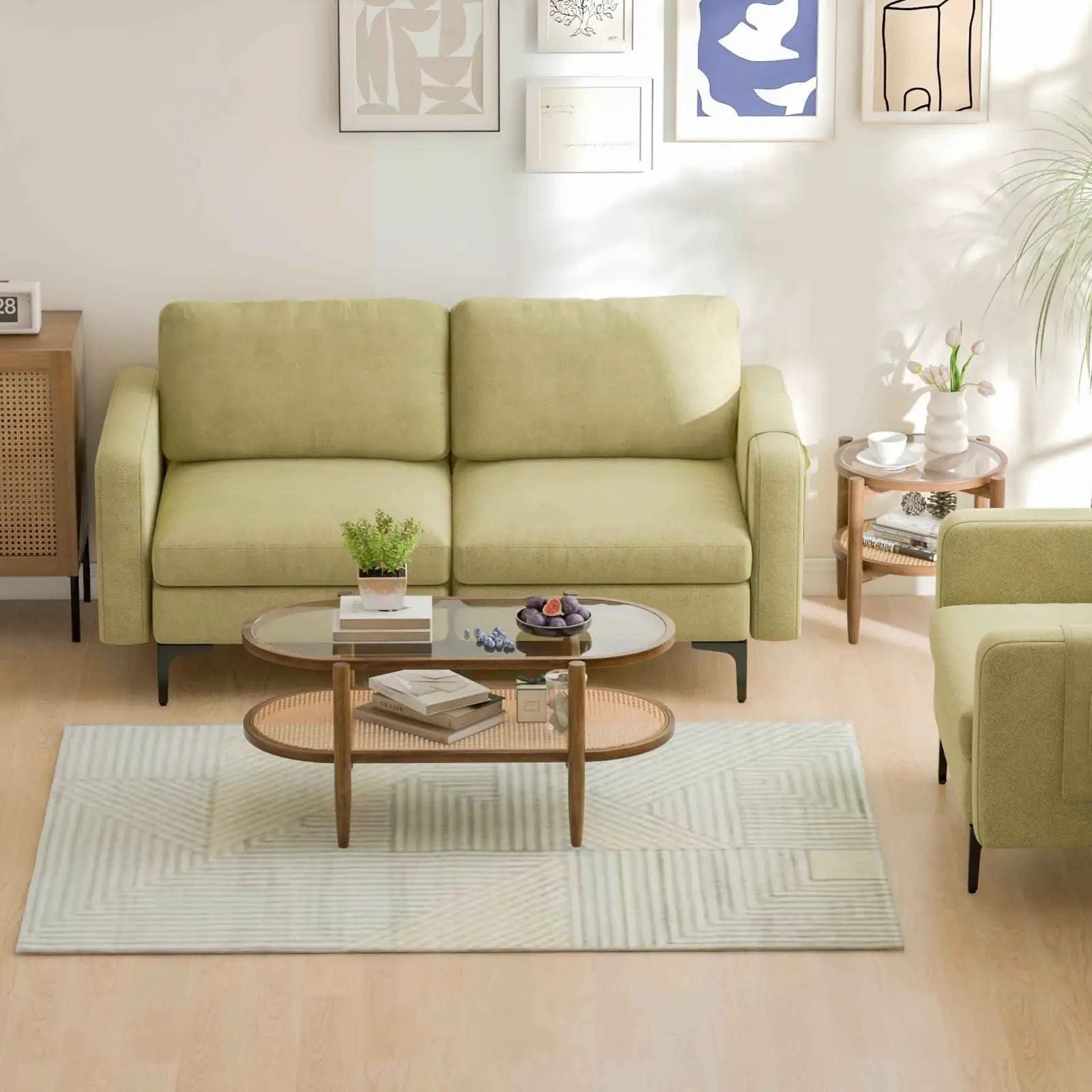 Modern Living Room Furniture Set: TV Stand + Sofa + Coffee Table + Side Table by DirectDeals