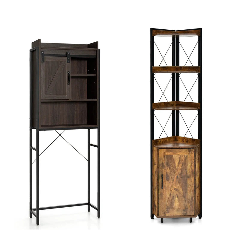 2-Piece Bathroom Storage Bundle: Over-the-Toilet Cabinet + Tall Corner Shelf by DirectDeals