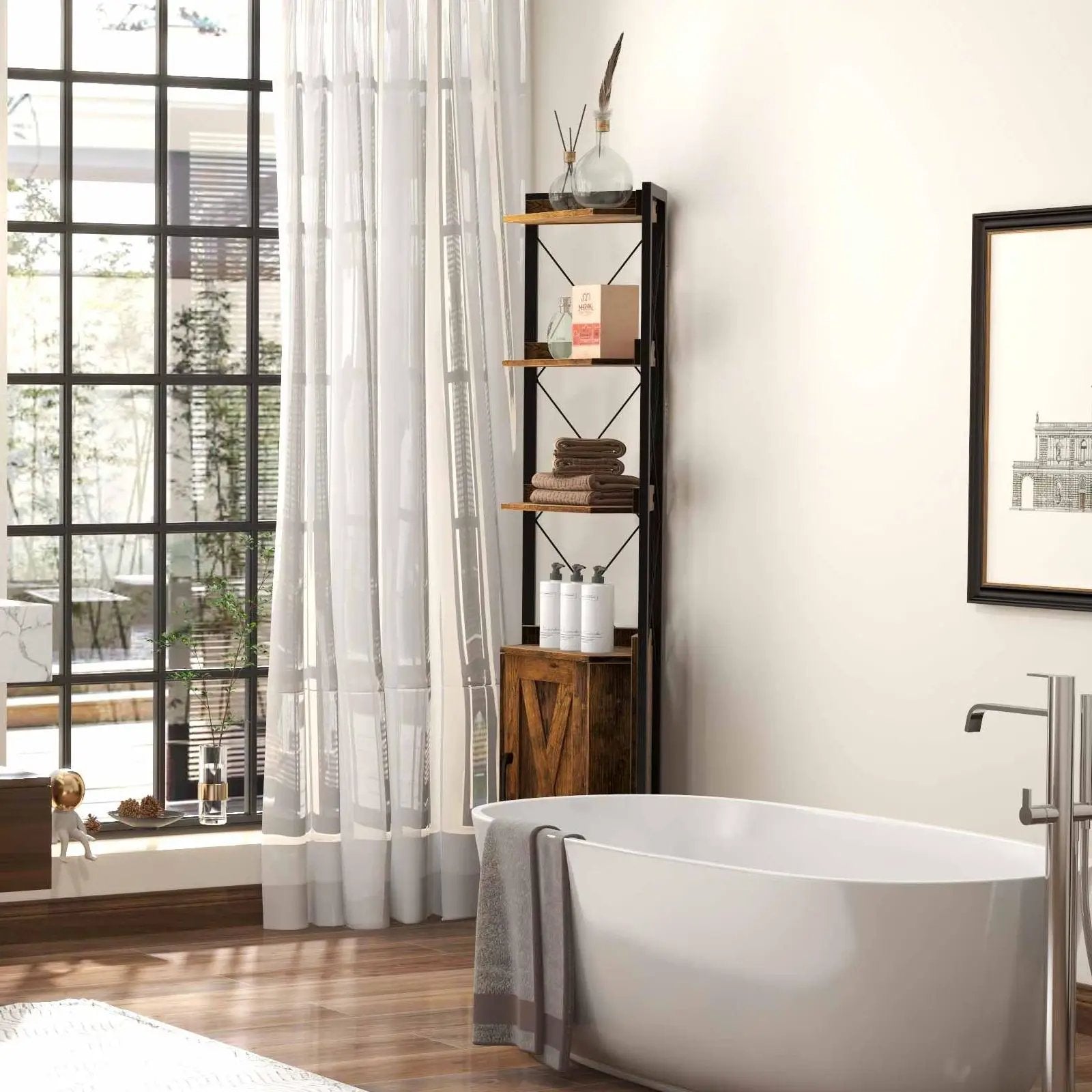 2-Piece Bathroom Storage Bundle: Over-the-Toilet Cabinet + Tall Corner Shelf by DirectDeals