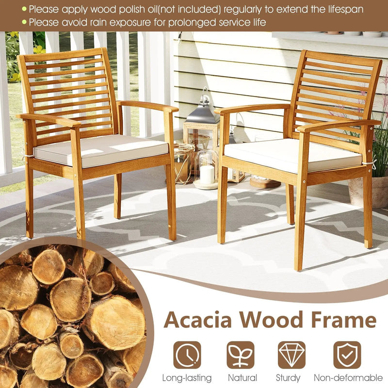 Acacia Wood 7-Piece Patio Dining Set with Umbrella Hole by DirectDeals