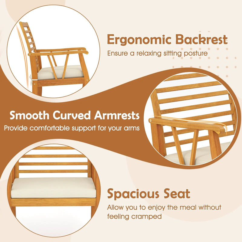 7 Pieces Acacia Wood Patio Dining Set with 1.97 Inch Umbrella Hole and Padded Cushions by DirectDeals