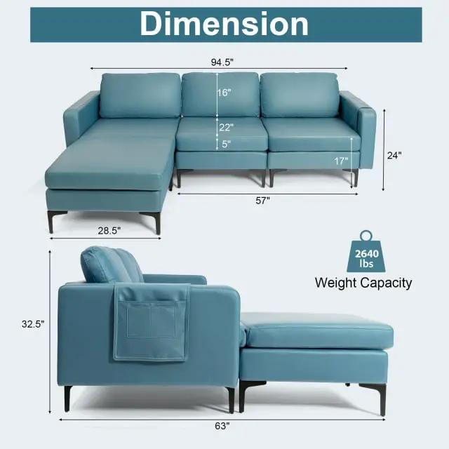 Living Room Deluxe Furniture Set-Accent Chair+Modular L-Shaped Sectional Sofa+LED Coffee Table by DirectDeals