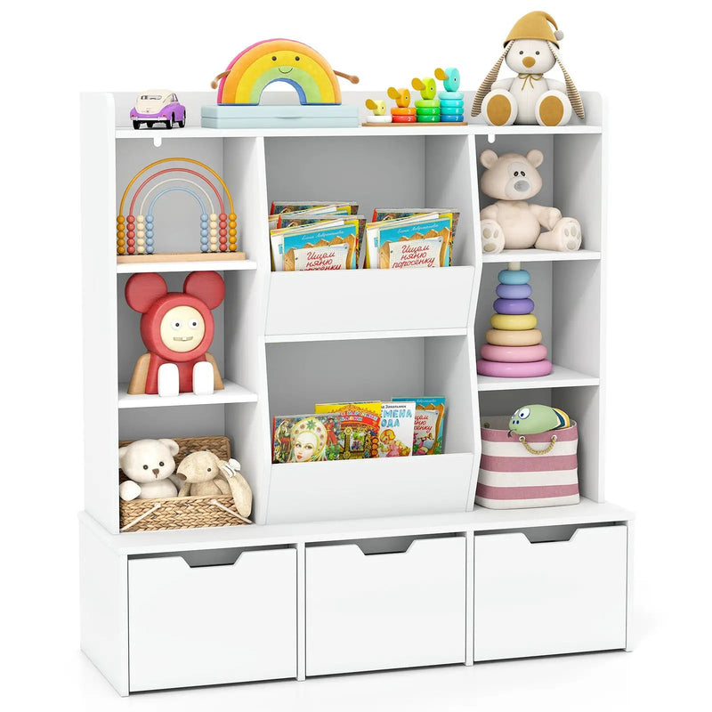 47" Children Bookcase Toy Storage Organizer Versatile Storage Cabinet-White by DirectDeals