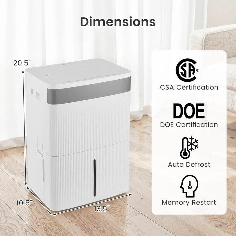 96 Pints Dehumidifier with 24H Timer and 3-Color Indicator-White by DirectDeals