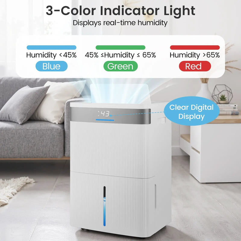 96 Pints Dehumidifier with 24H Timer and 3-Color Indicator-White by DirectDeals