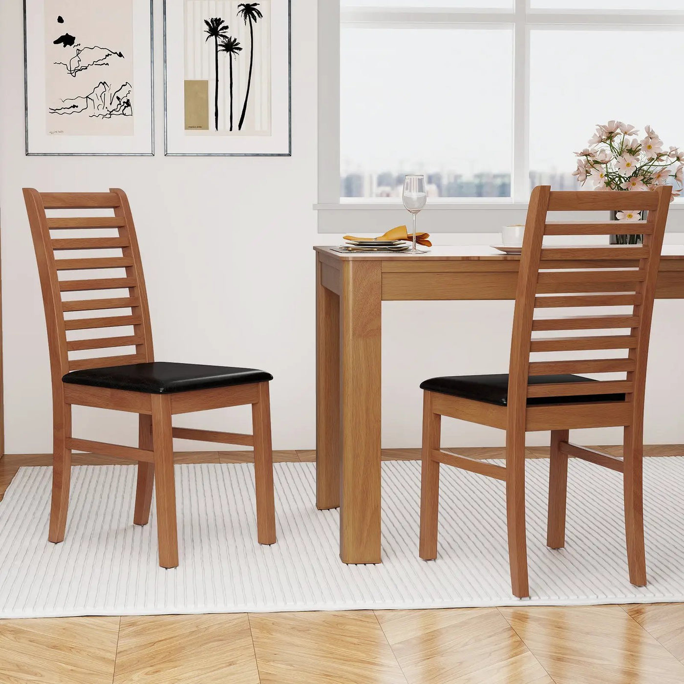 Set of 2 Wooden Dining Chair with Rubber Wood Legs for Living Room by DirectDeals