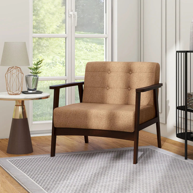 Rubber Wood Frame Accent Chair with Armrest for Living Room by DirectDeals