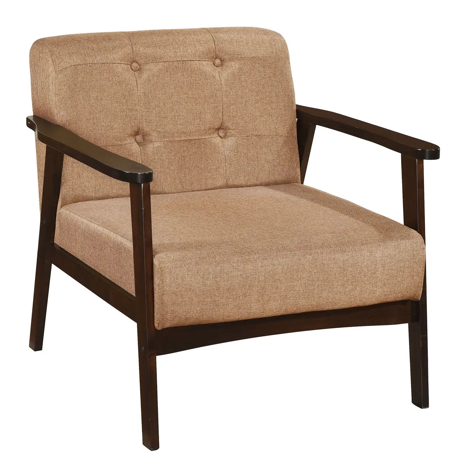 Rubber Wood Frame Accent Chair with Armrest for Living Room by DirectDeals