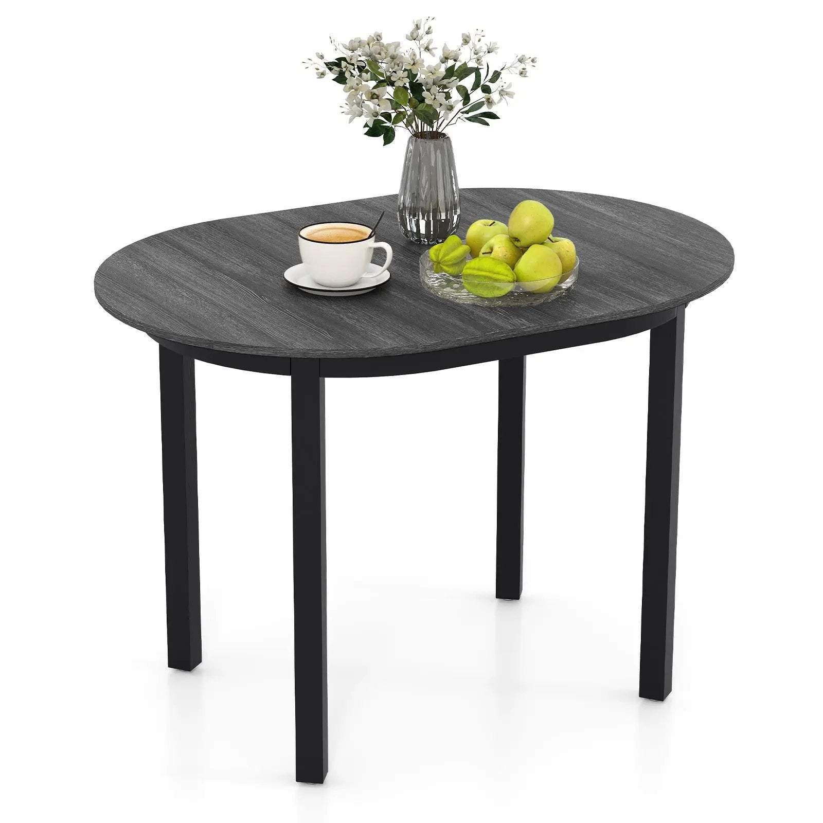 43 Inch Wooden Dining Table with Rubber Wood Legs for 2-4 People-Black by DirectDeals