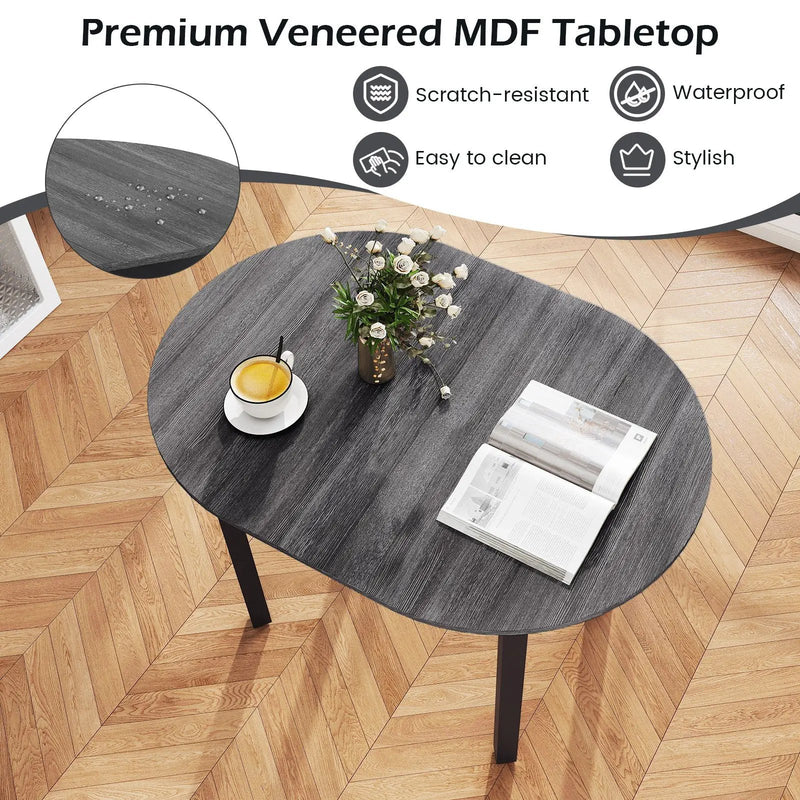 43 Inch Wooden Dining Table with Rubber Wood Legs for 2-4 People-Black by DirectDeals