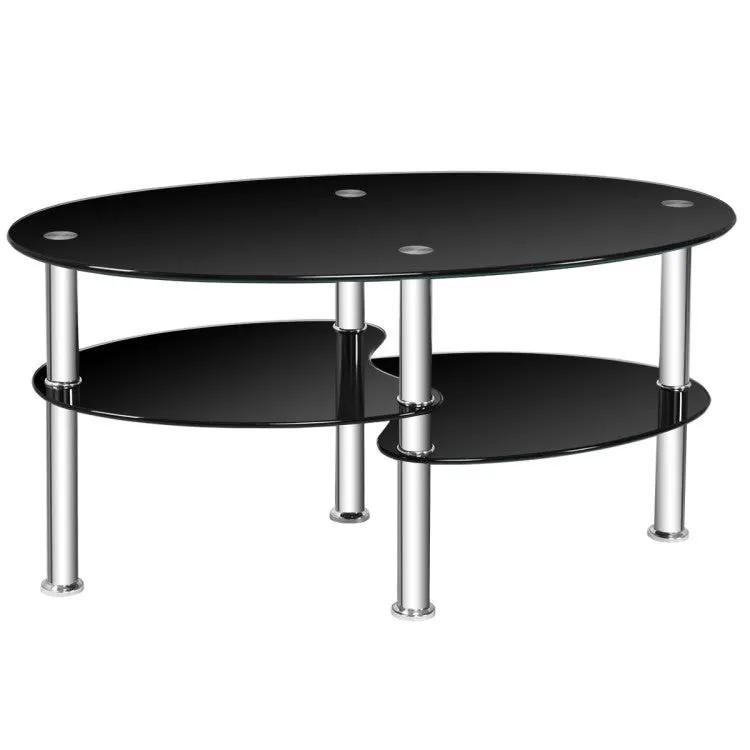 Modern Accent Chair & Tempered Glass Oval Side Coffee Table Set by DirectDeals