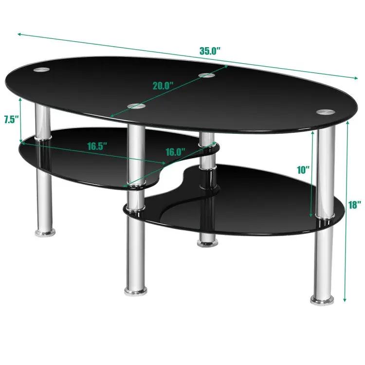 Modern Accent Chair & Tempered Glass Oval Side Coffee Table Set by DirectDeals