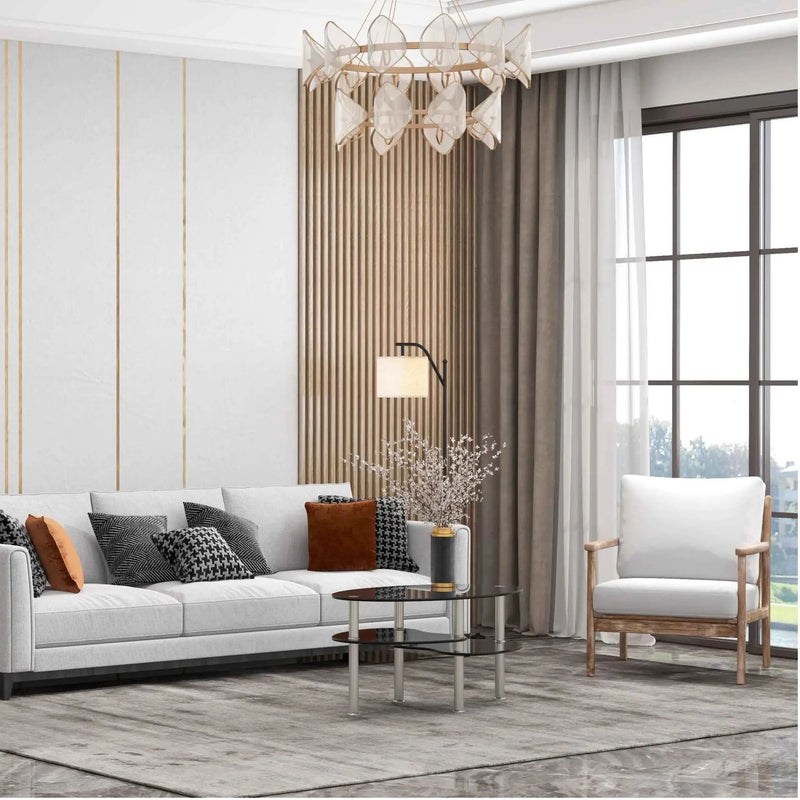 Modern Accent Chair & Tempered Glass Oval Side Coffee Table Set by DirectDeals