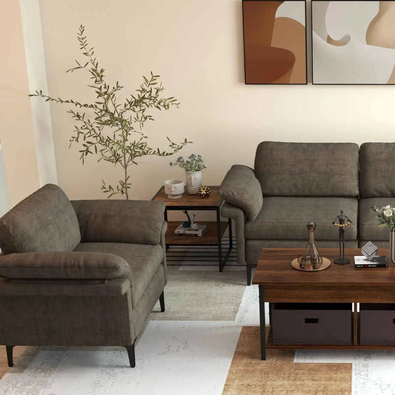 Modern Fabric Sofa and Accent Chair with 2 Side Table for Living Room by DirectDeals