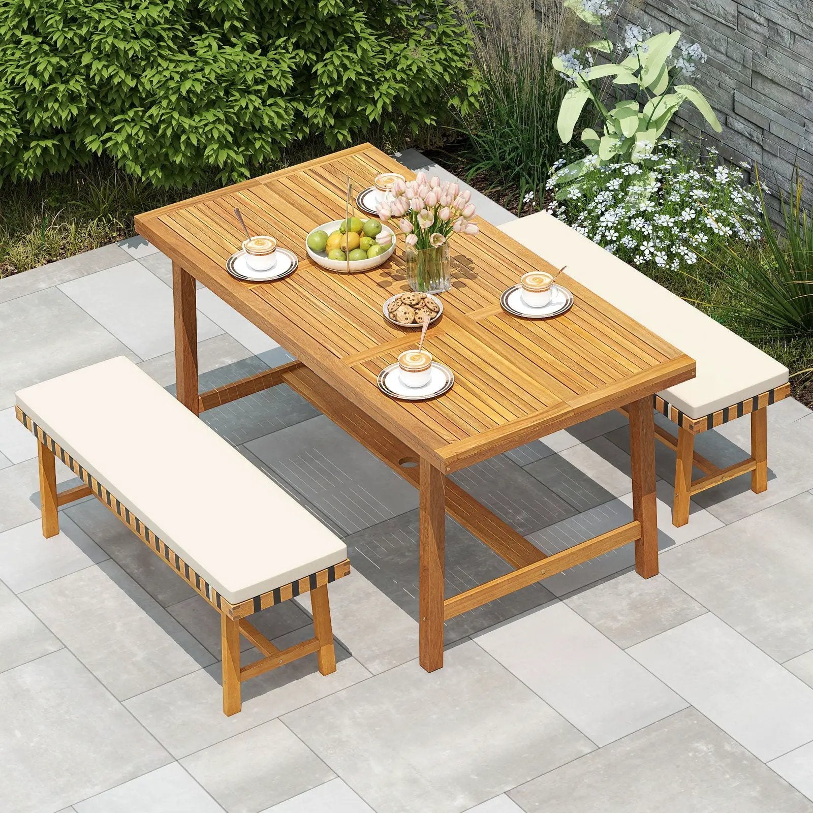 3-Piece Patio Dining Set for 4 People Farmhouse Furniture by DirectDeals