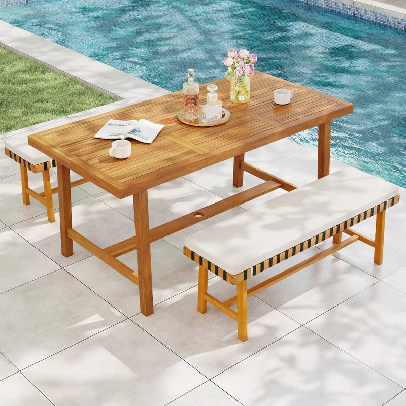 3-Piece Patio Dining Set for 4 People Farmhouse Furniture by DirectDeals
