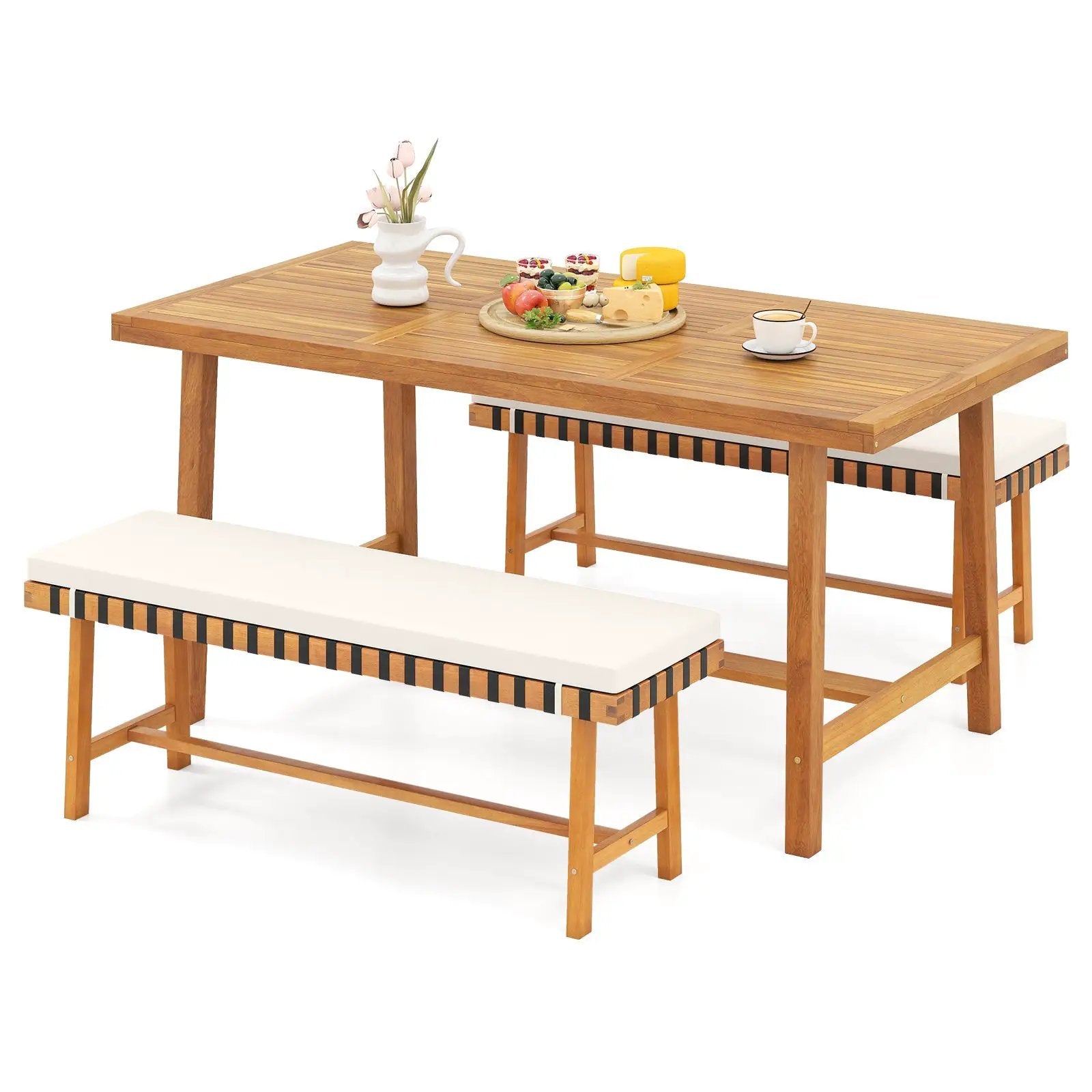 3-Piece Patio Dining Set for 4 People Farmhouse Furniture by DirectDeals