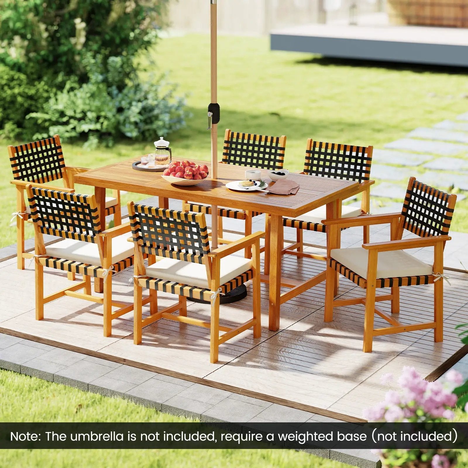 7-Piece Patio Dining Set for 6 People Farmhouse Furniture by DirectDeals