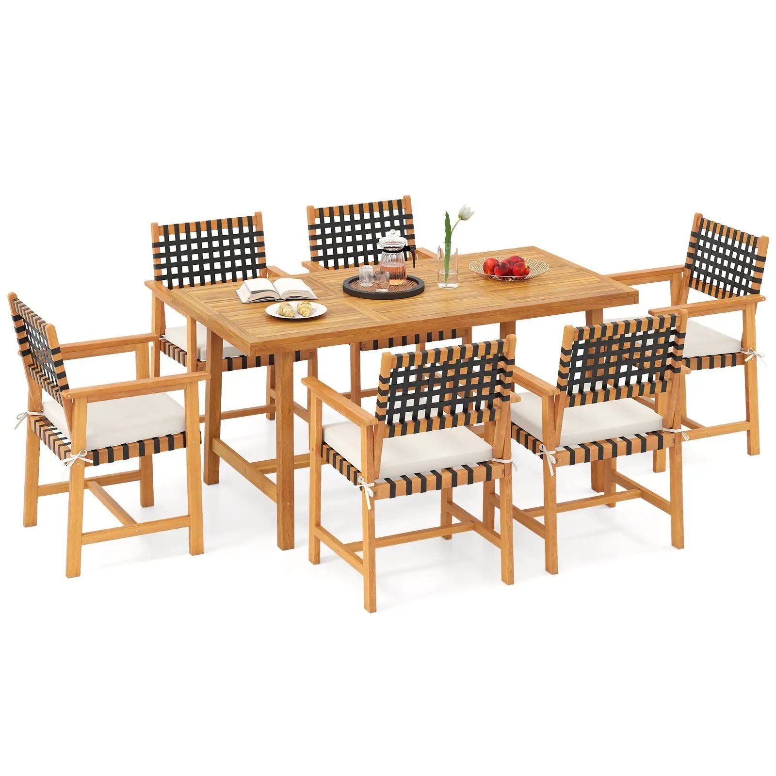 7-Piece Patio Dining Set for 6 People Farmhouse Furniture by DirectDeals