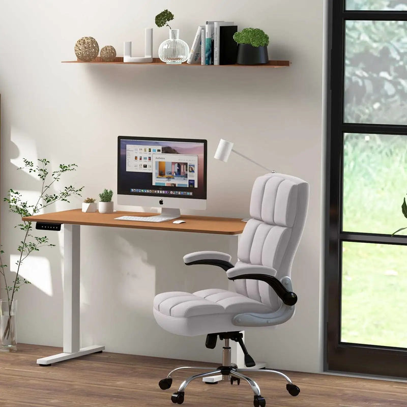Compact Standing Desk and Executive Chair Set with Memory Heights by DirectDeals