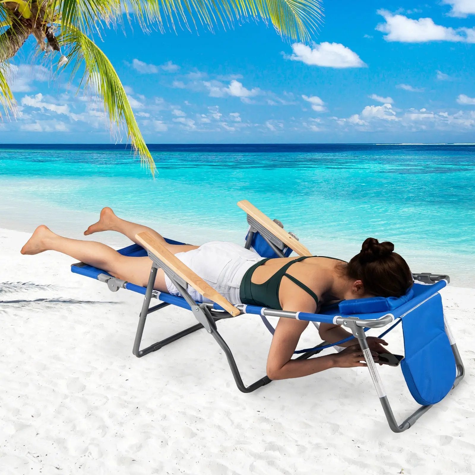 3-IN-1 Foldable Beach Chair with Footrest and Adjustable Backrest by DirectDeals