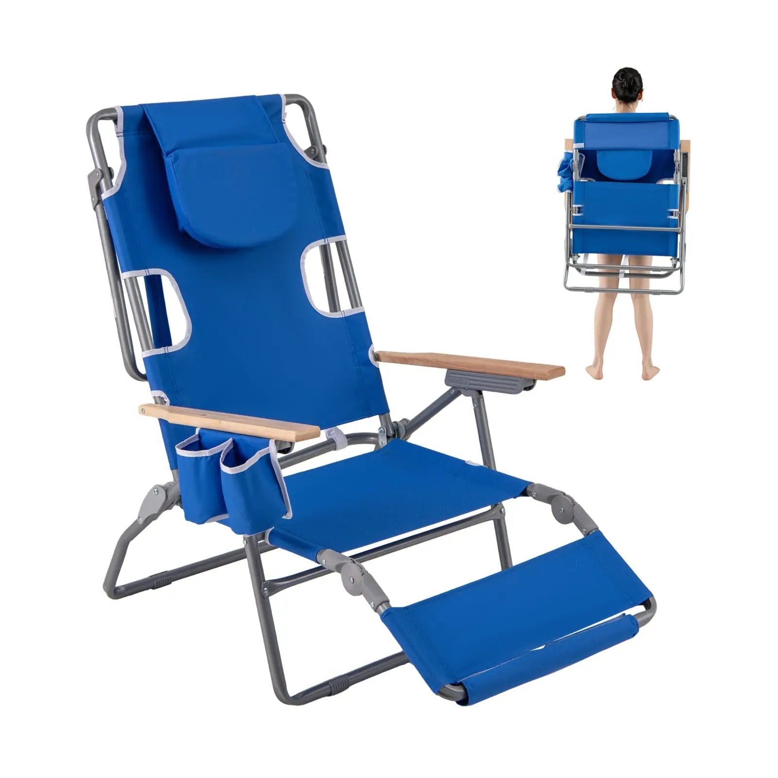 3-IN-1 Foldable Beach Chair with Footrest and Adjustable Backrest by DirectDeals