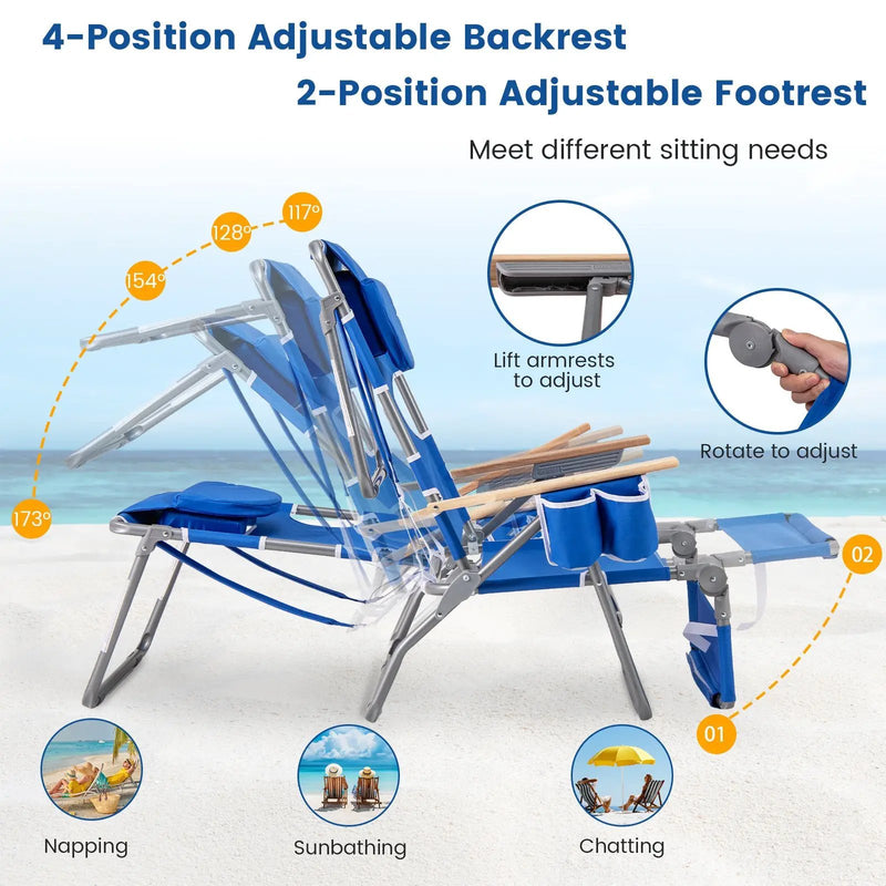 3-IN-1 Foldable Beach Chair with Footrest and Adjustable Backrest by DirectDeals