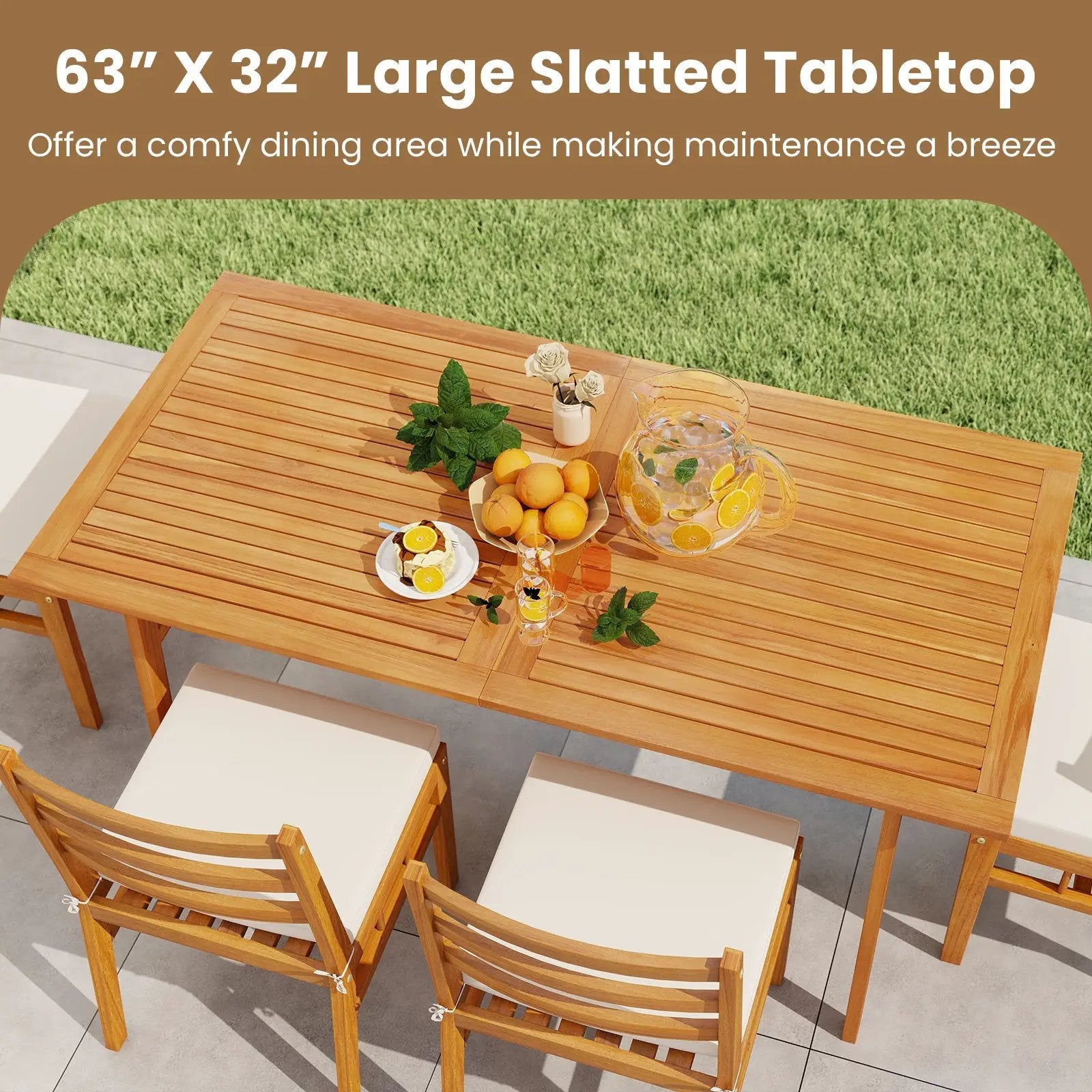 3 Pieces Patio Dining Set Acacia Wood Outdoor Rectangular Picnic Table and 2 Benches by DirectDeals