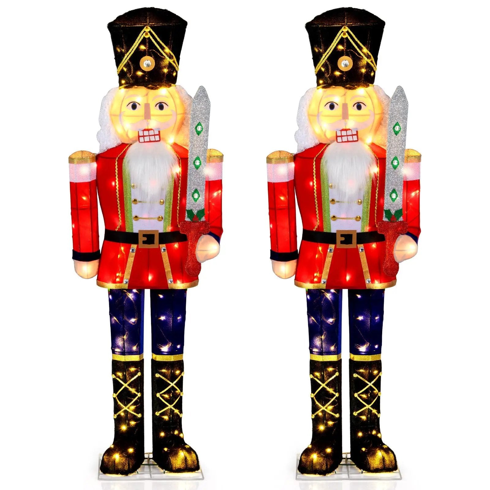 Set of 2 5 FT Christmas Nutcracker Outdoor Christmas Decoration with Glitter Sword by DirectDeals